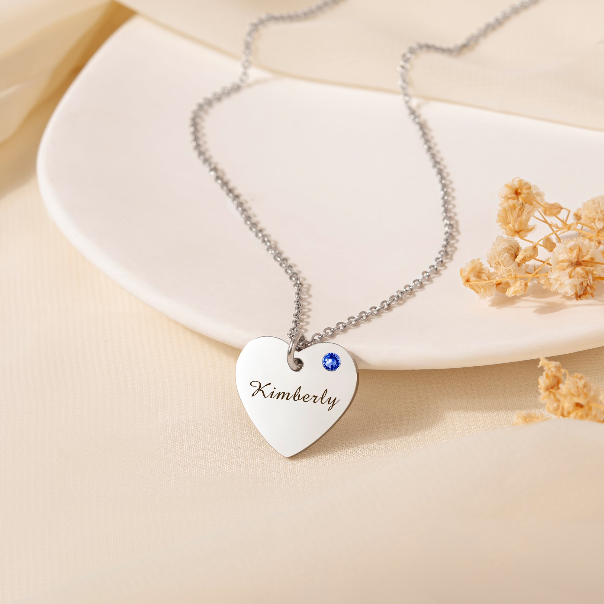 Personalized Birthstone Heart Necklace