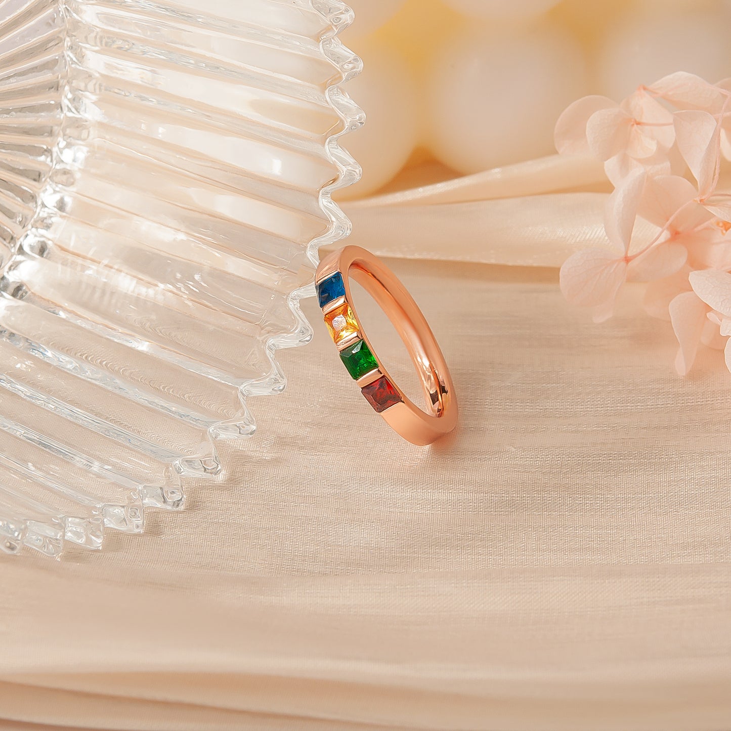 Personalized Wide Band Baguette Birthstone Ring