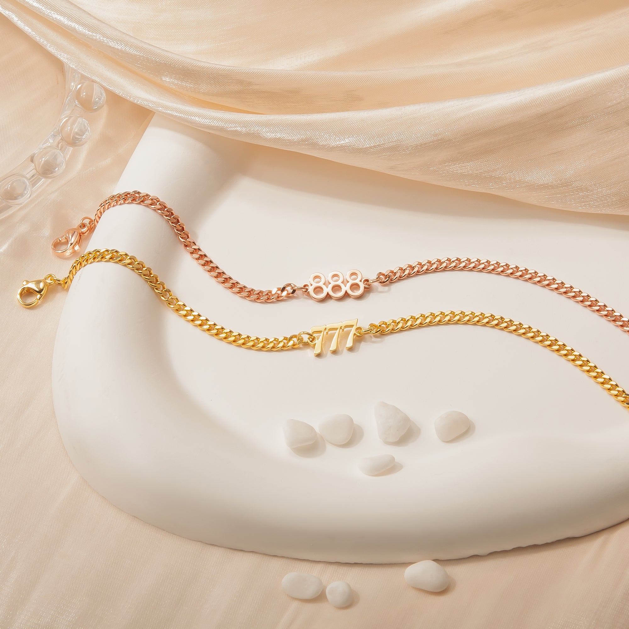 Angel Number Bracelet with Curb Chain