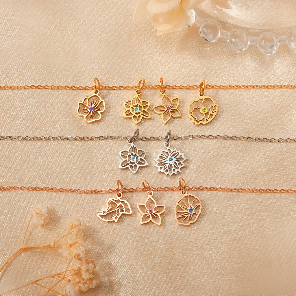 Birth Flower Charm Necklace