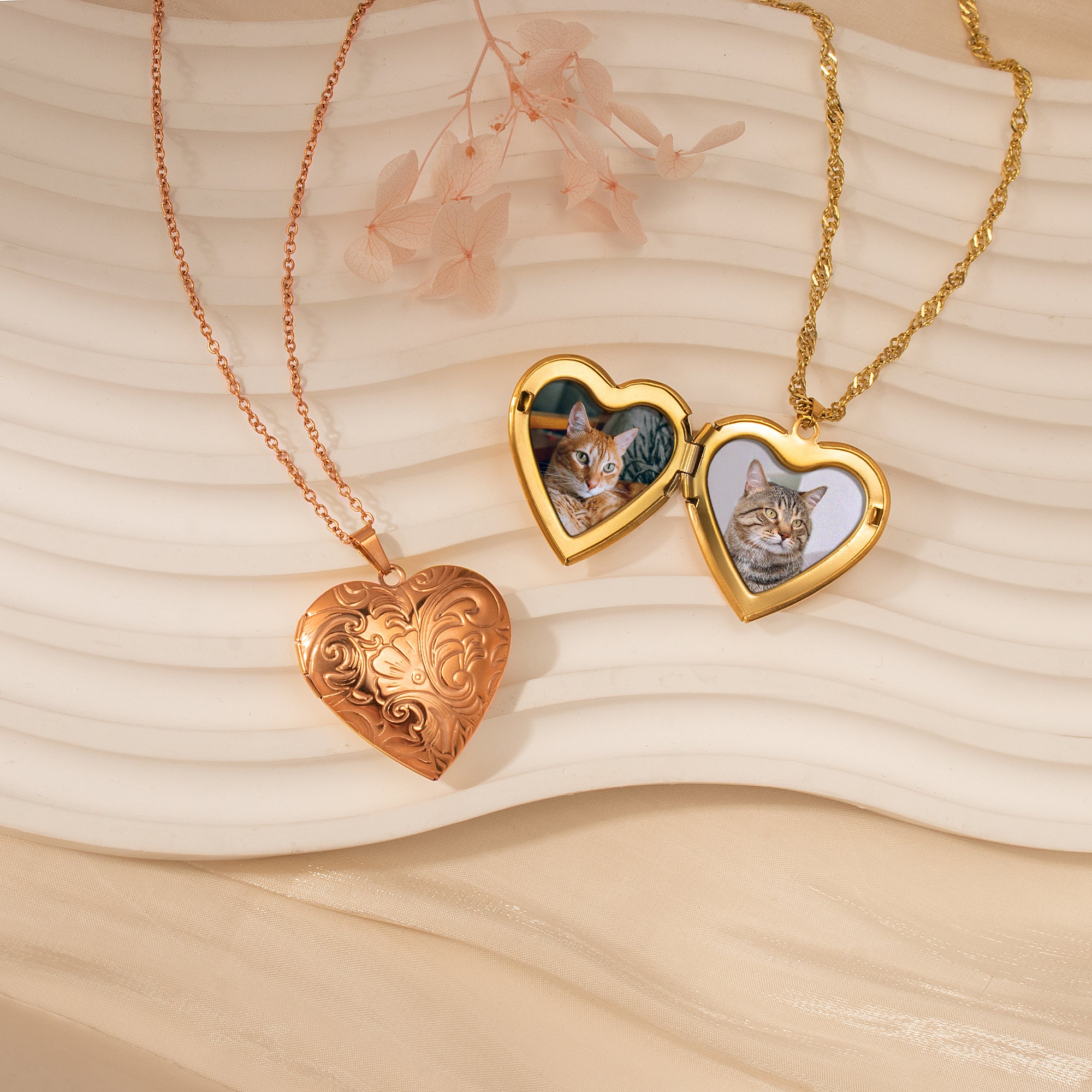 Flourish Heart Pet Photo Locket Necklace