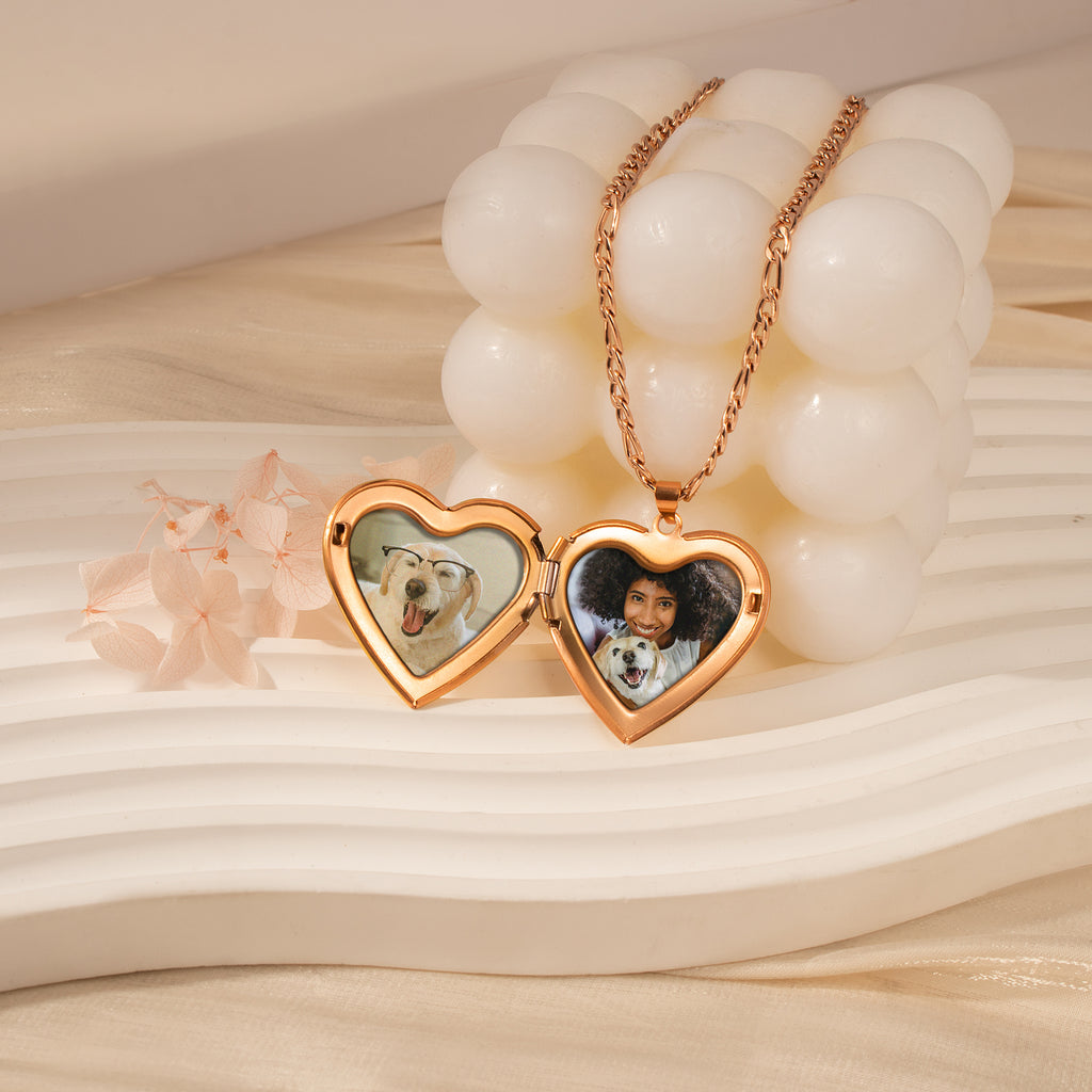 Flourish Heart Pet Photo Locket Necklace