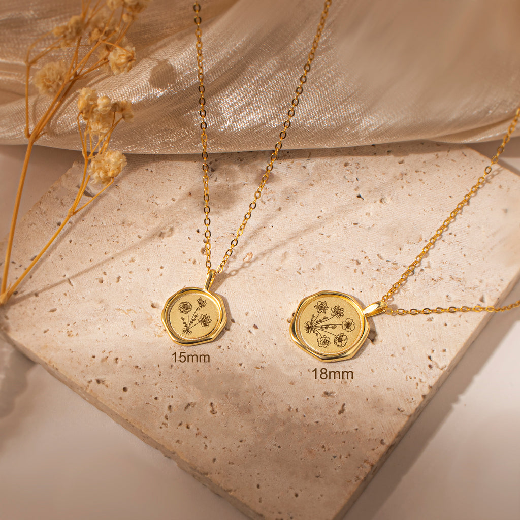 Custom Flower Bouquet Stamped Necklace