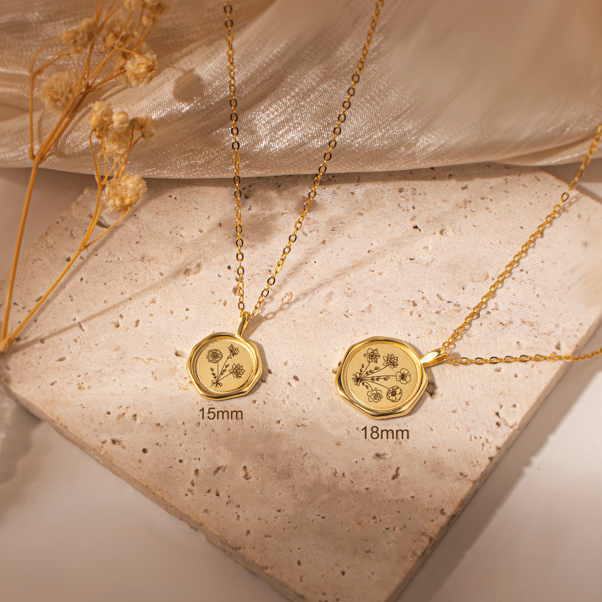 Custom Flower Bouquet Stamped Necklace