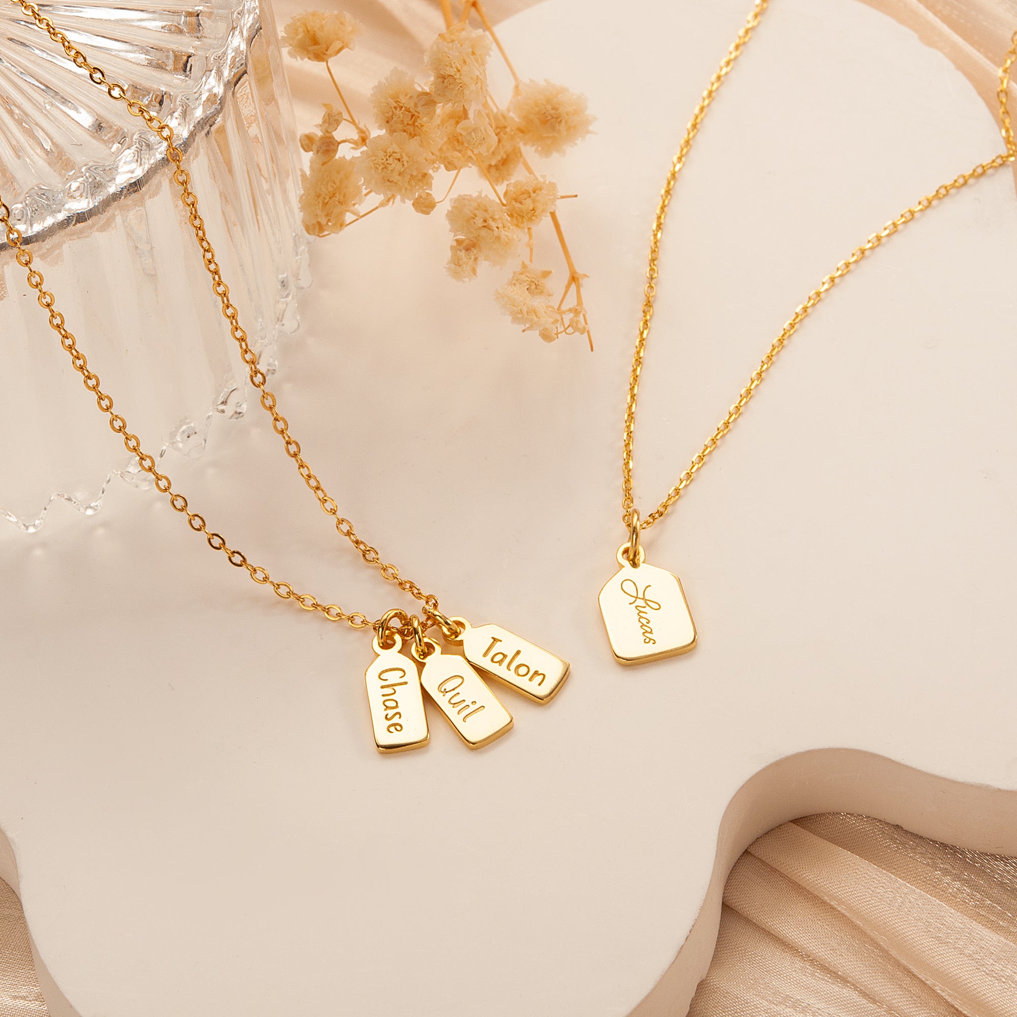 Name Mini Tag Brass Bar Necklace
