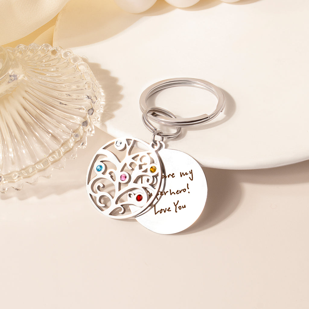 Handwriting Birthstone Tree of Life Necklace