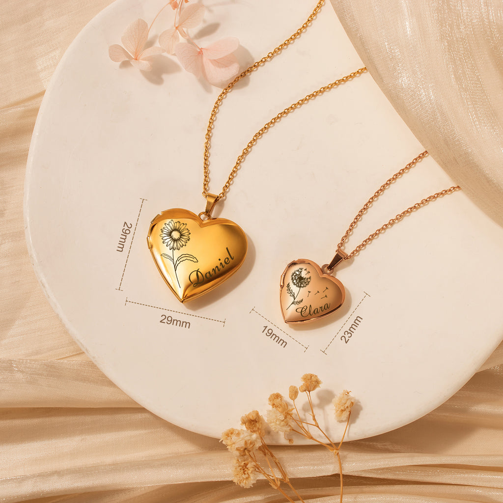 Birth Flower and Name Locket Necklace