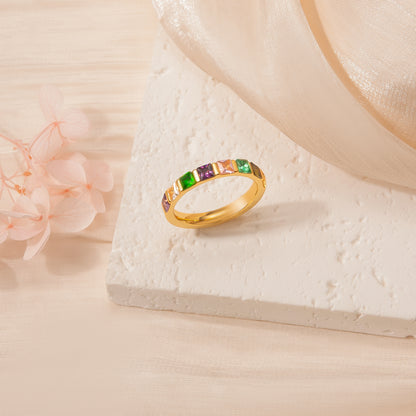 Personalized Wide Band Baguette Birthstone Ring