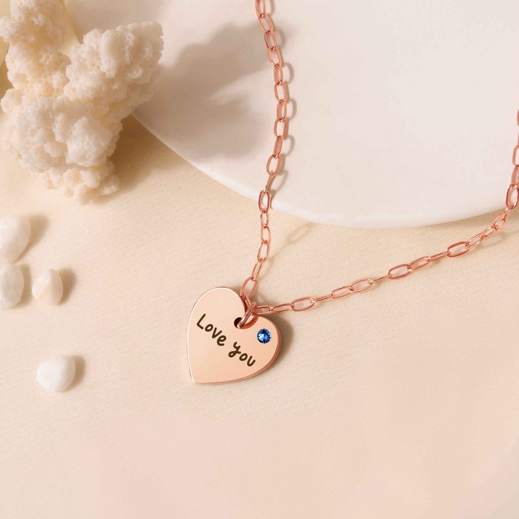 Custom Handwriting Birthstone Heart Necklace
