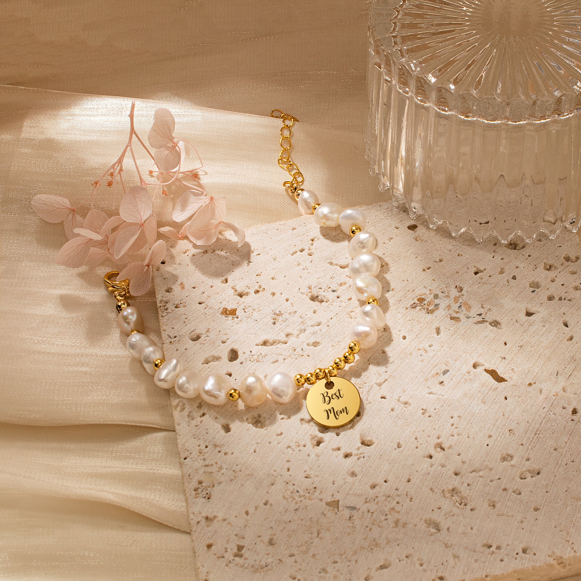 Personalized Round Pearl Bracelet