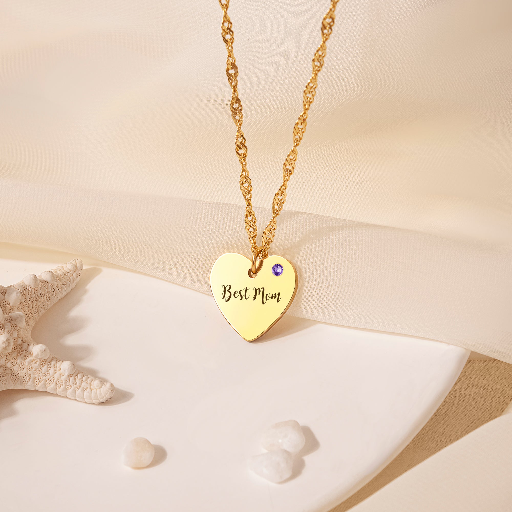 Personalized Birthstone Heart Necklace