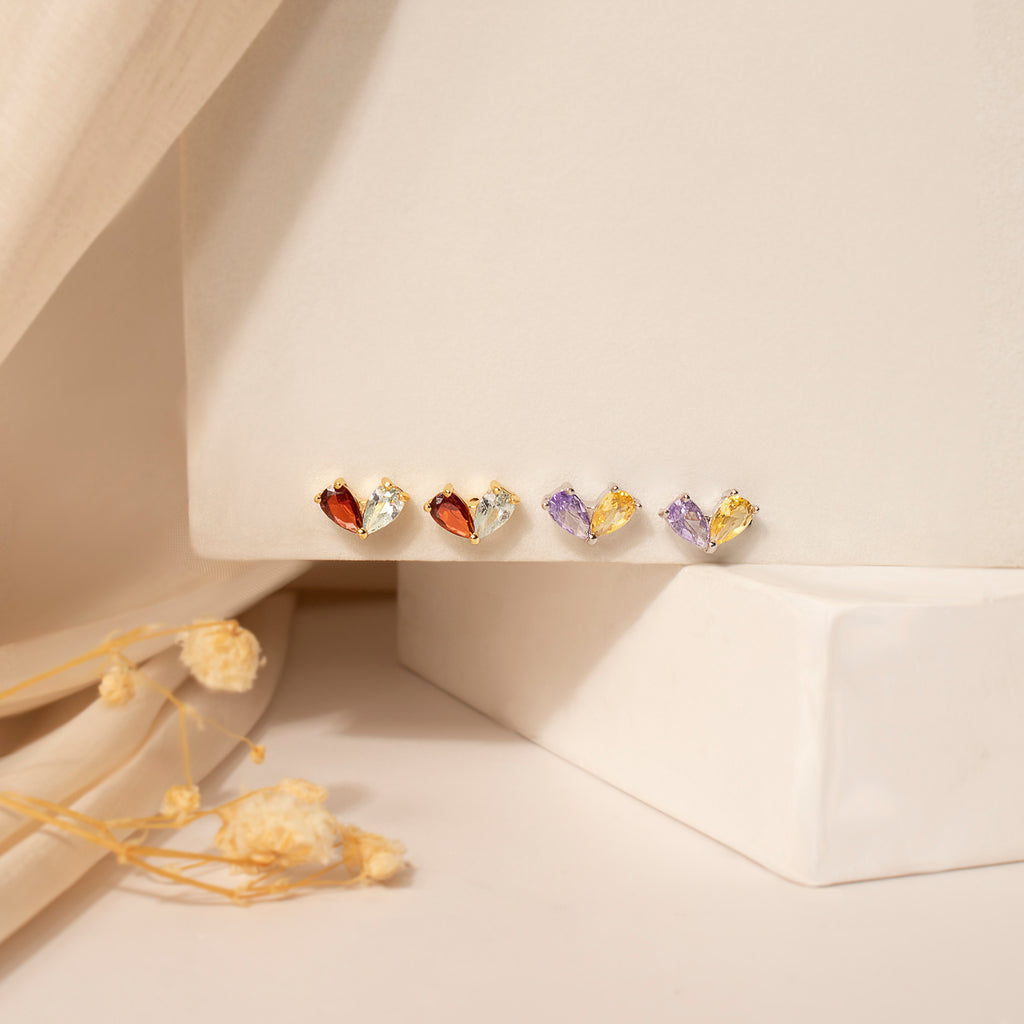 Heart Birthstone Earrings