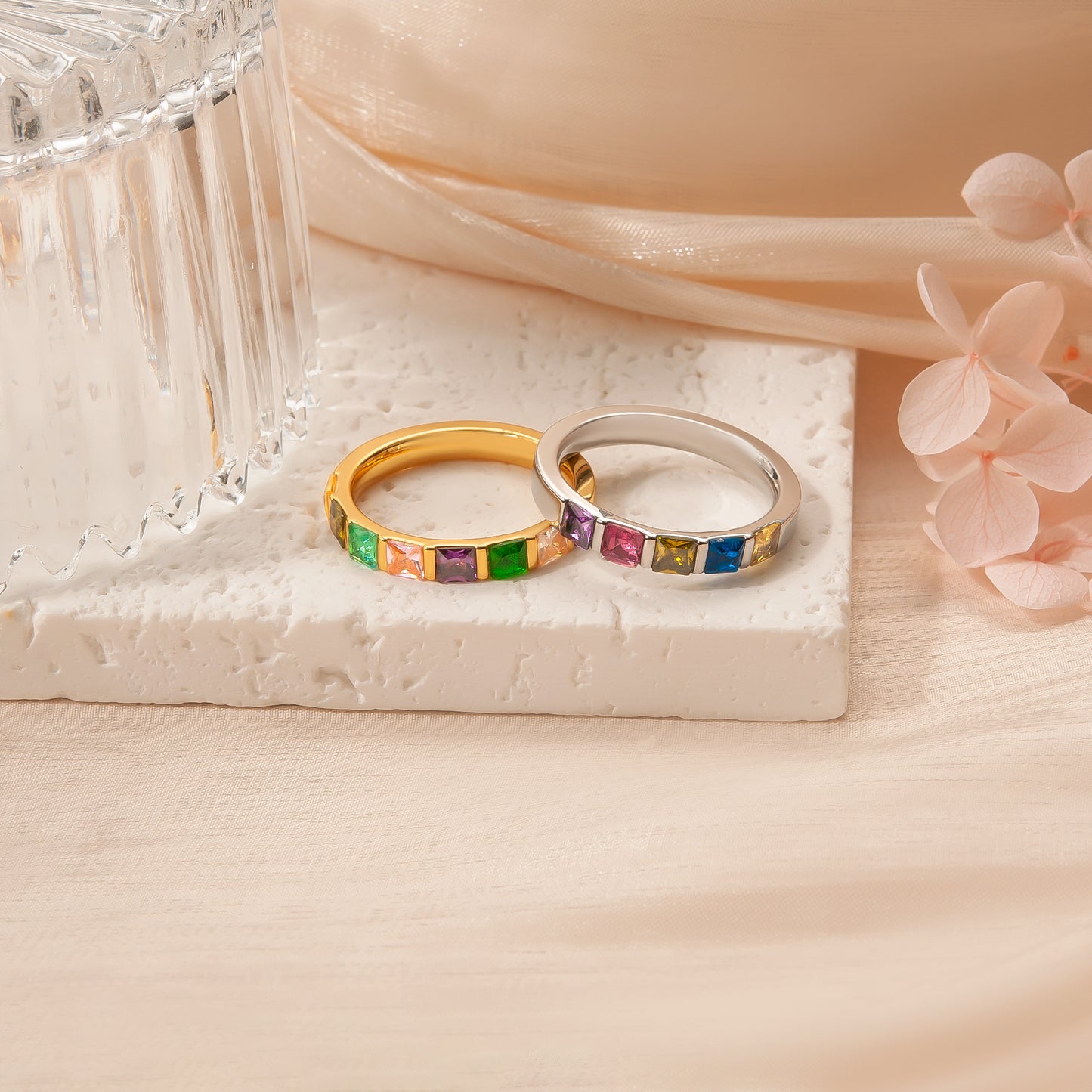 Personalized Wide Band Baguette Birthstone Ring