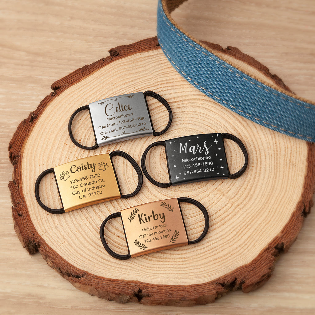 Frame and Pet's Name Fabric Slide On Pet Tag