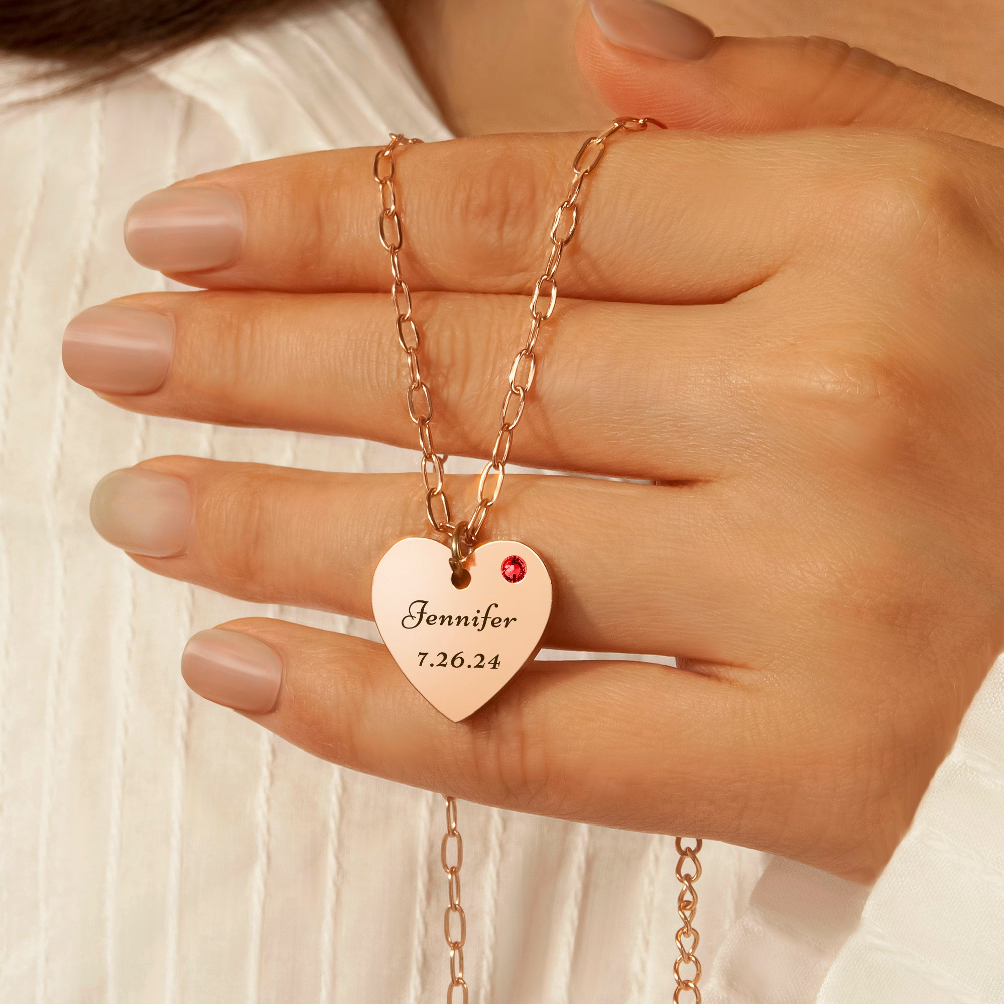 Personalized Birthstone Heart Necklace