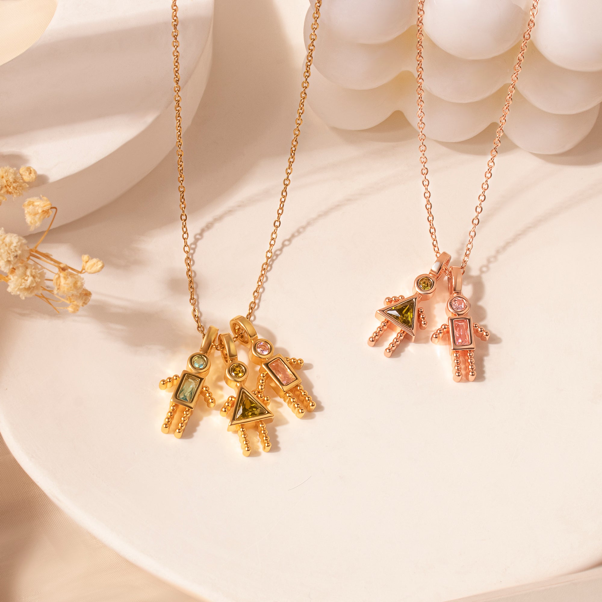 Birthstone Custom Boy and Girl Charms Necklaces