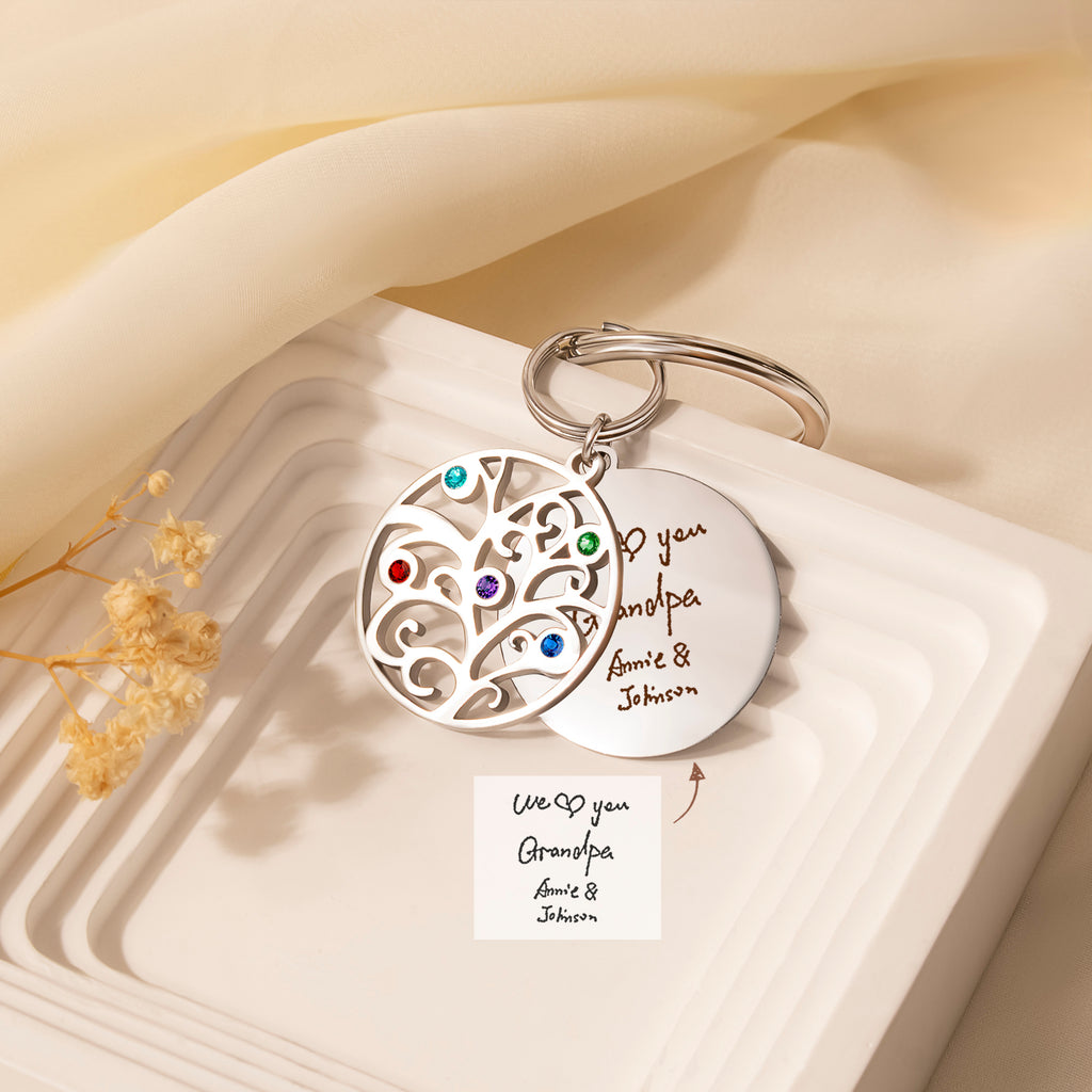 Handwriting Birthstone Tree of Life Necklace