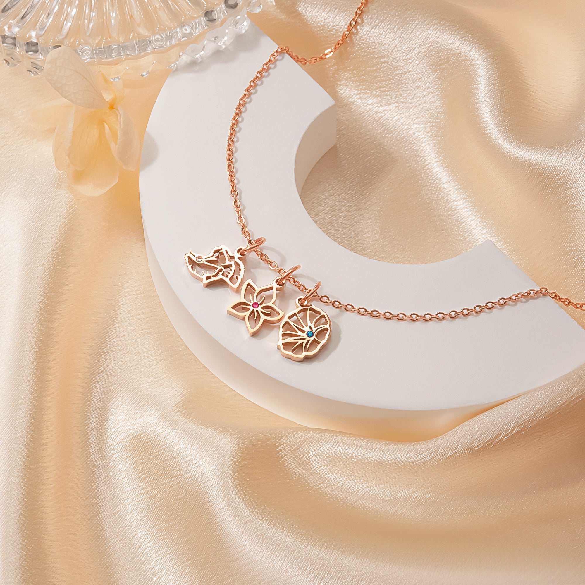 Birth Flower Charm Necklace