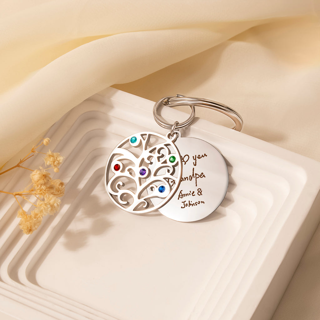 Handwriting Birthstone Tree of Life Necklace