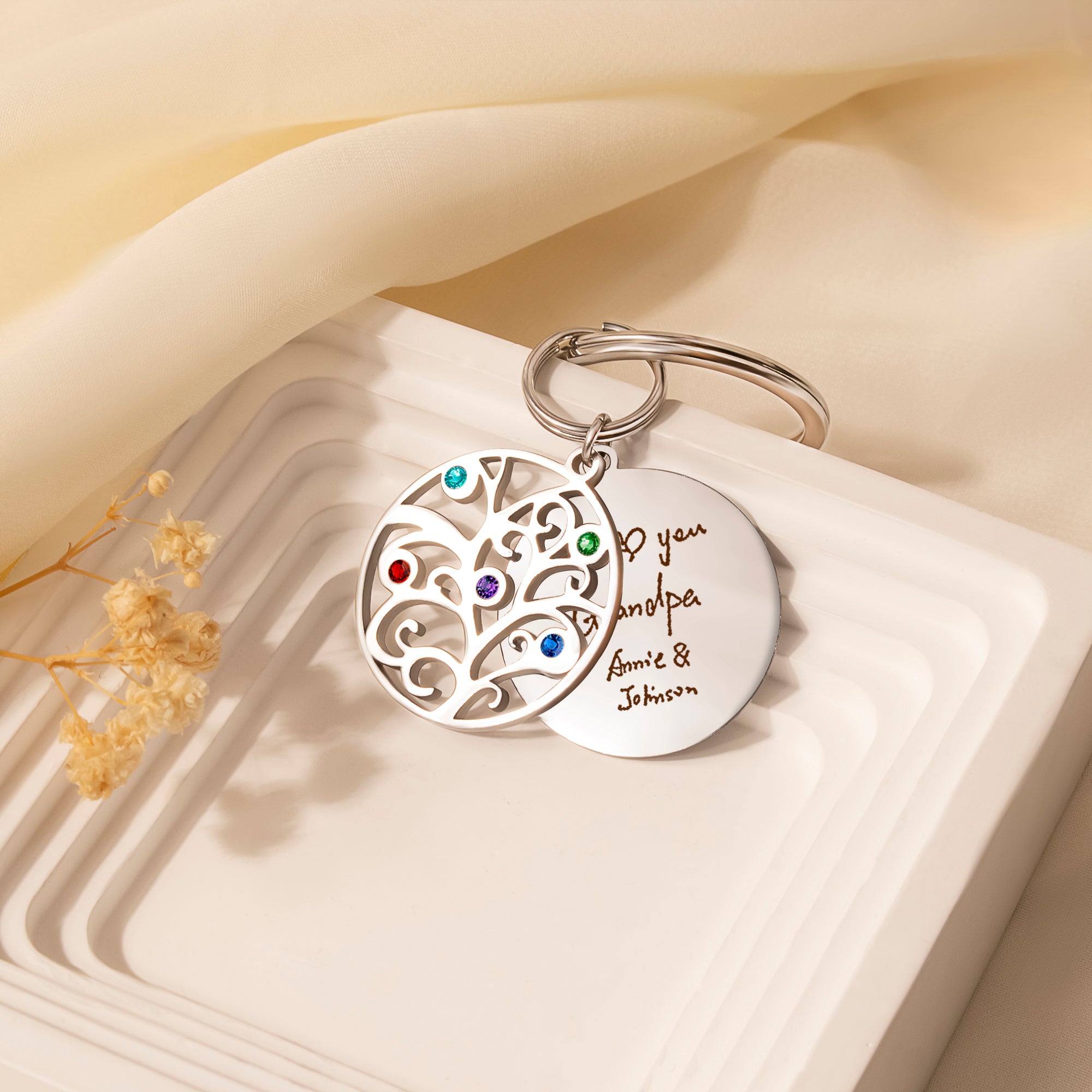 Handwriting Birthstone Tree of Life Necklace