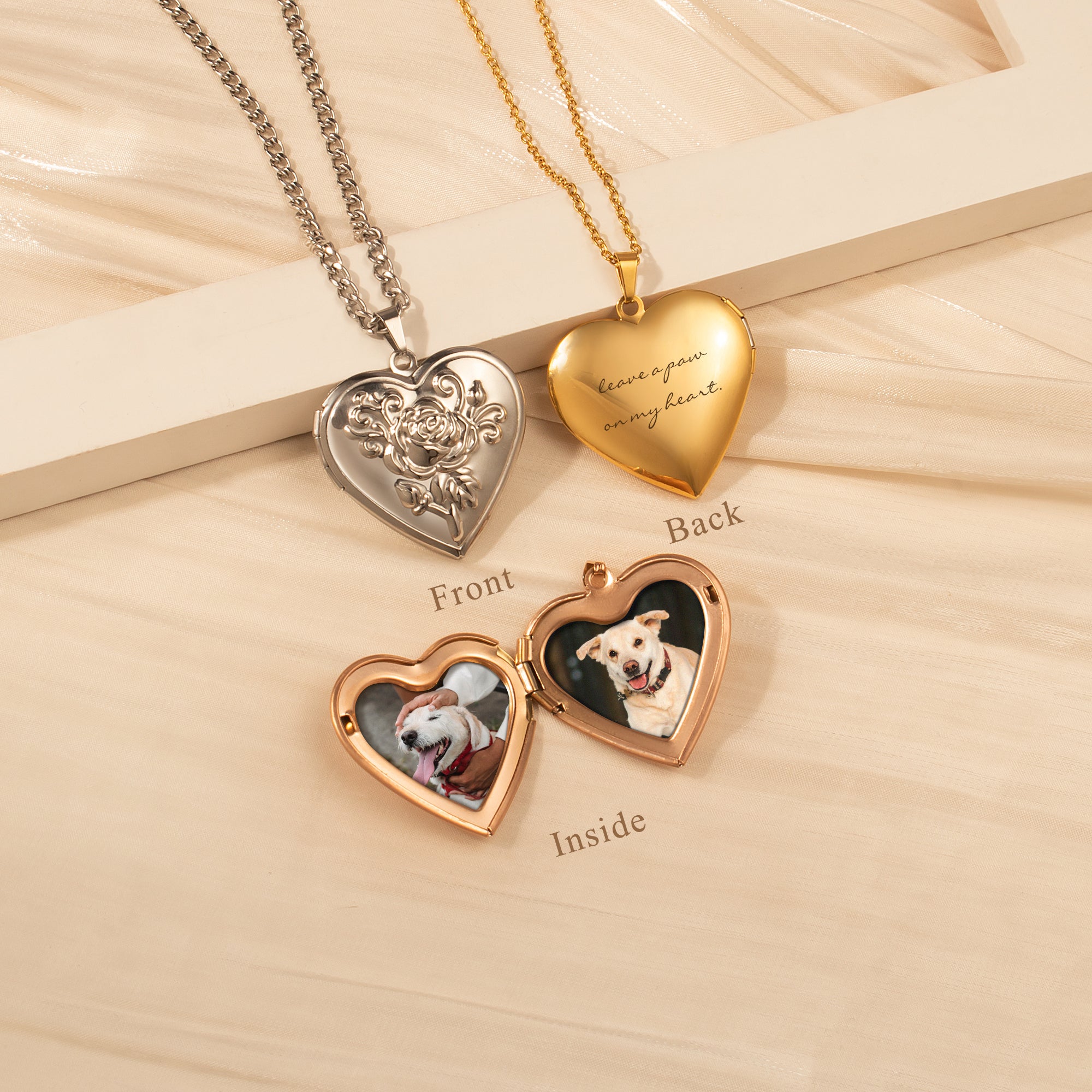 Custom Rose Pet Photo Heart Locket