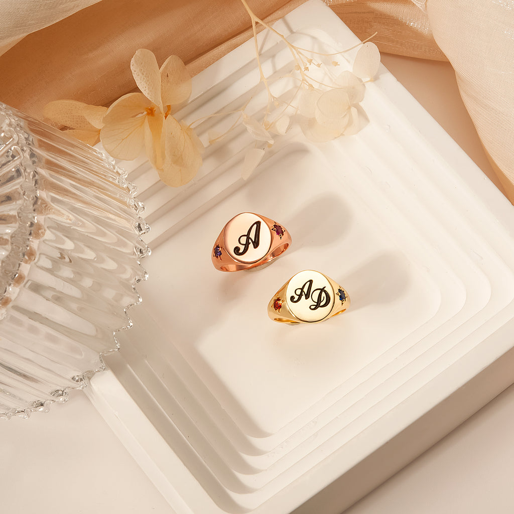 Custom Initial Ring Personalized Initial Ring — Custom Monogram Jewelry by Anavia – Anavia ...