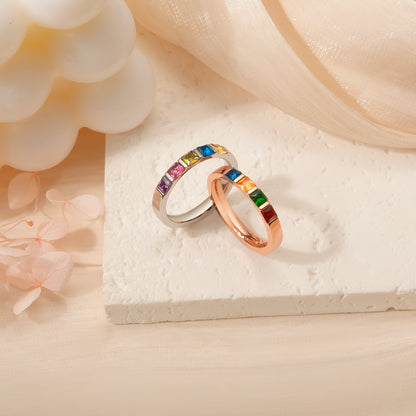 Personalized Wide Band Baguette Birthstone Ring