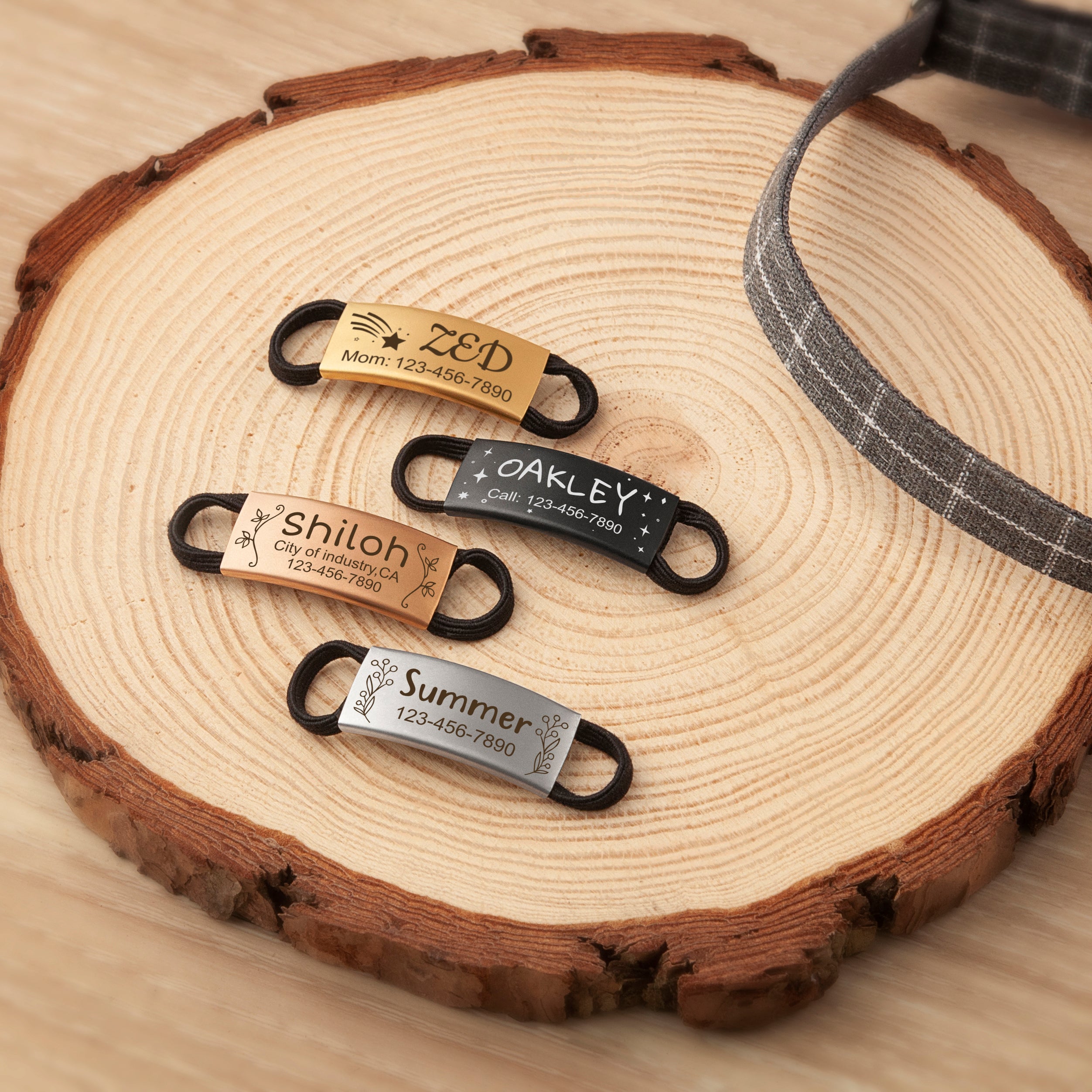 Frame and Pet's Name Fabric Slide On Pet Tag