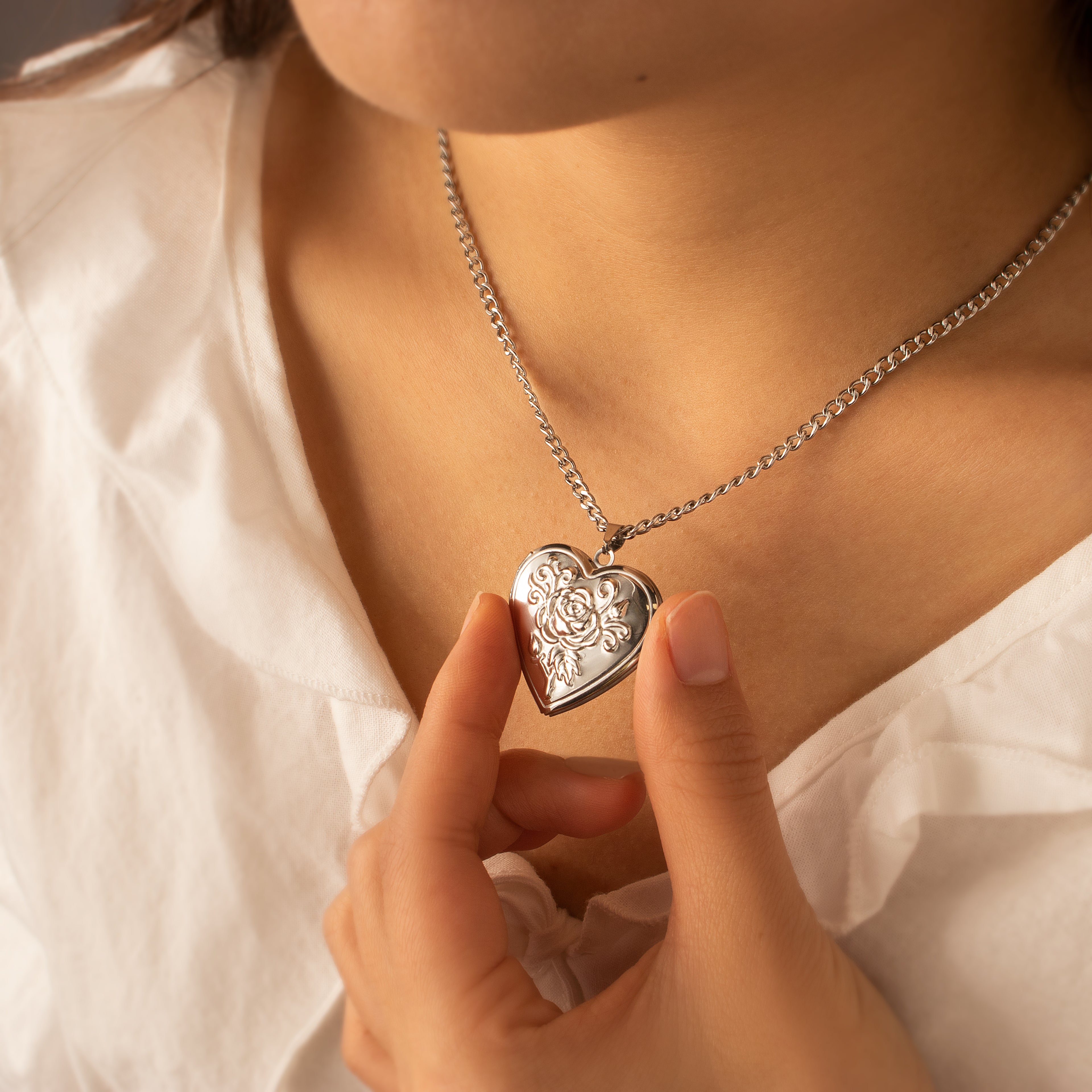 Custom Rose Pet Photo Heart Locket
