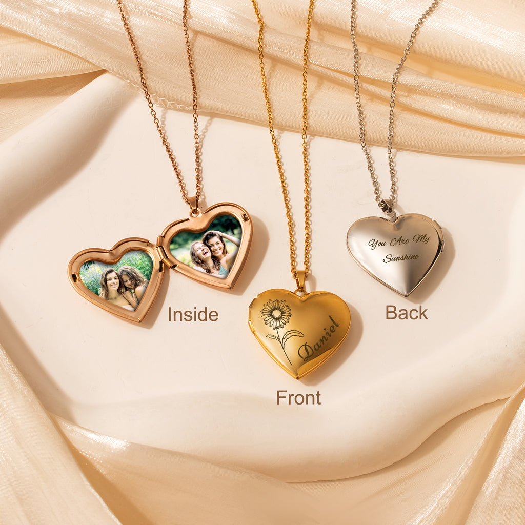 Birth Flower and Name Locket Necklace