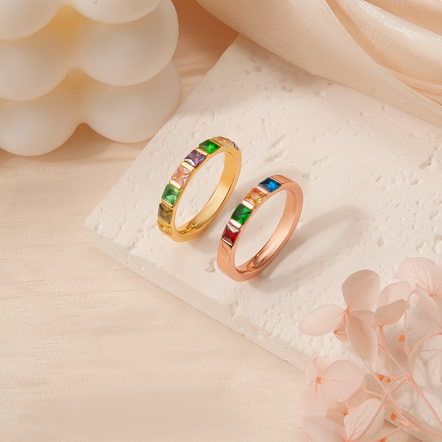 Personalized Wide Band Baguette Birthstone Ring