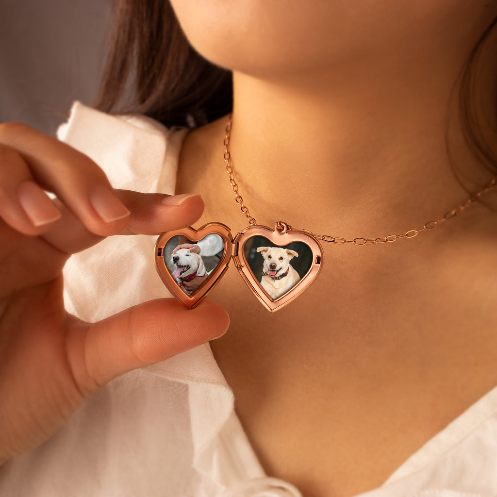 Custom Rose Pet Photo Heart Locket