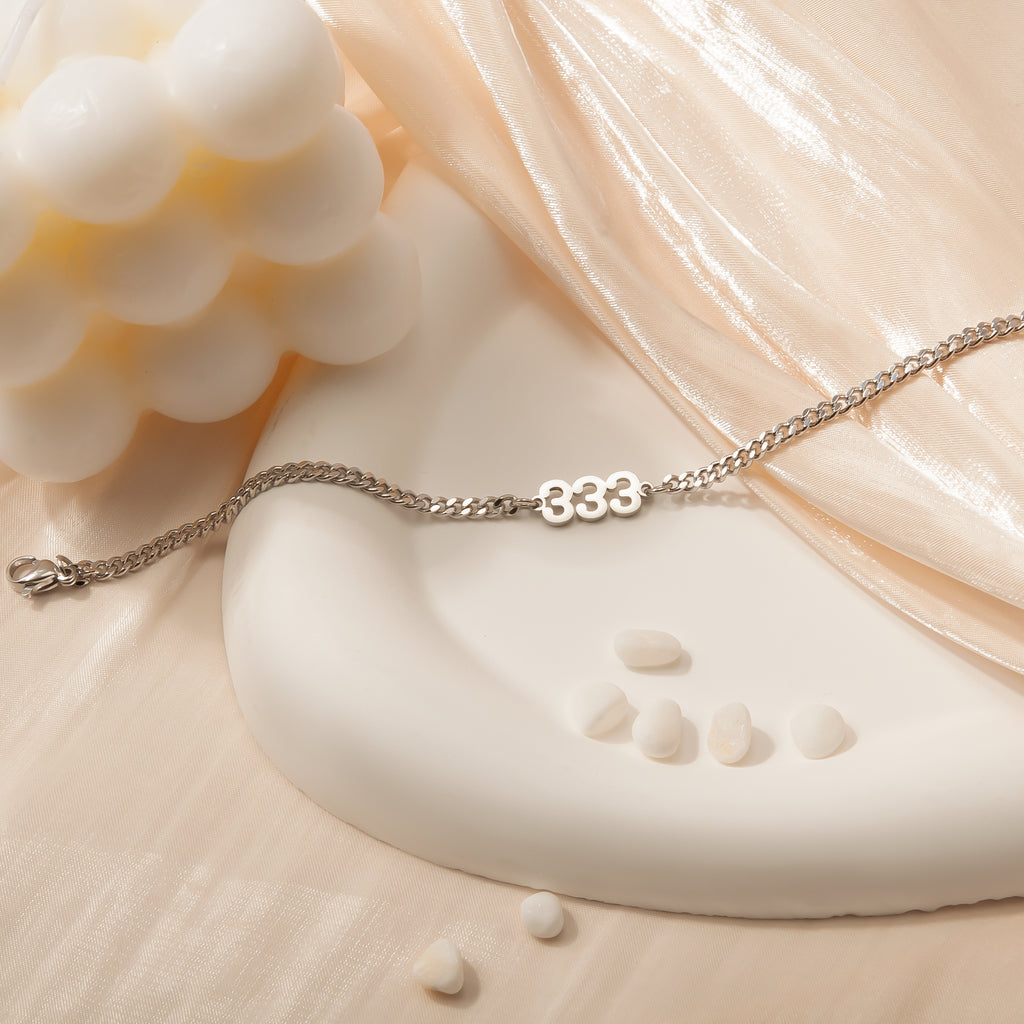 Angel Number Bracelet with Curb Chain