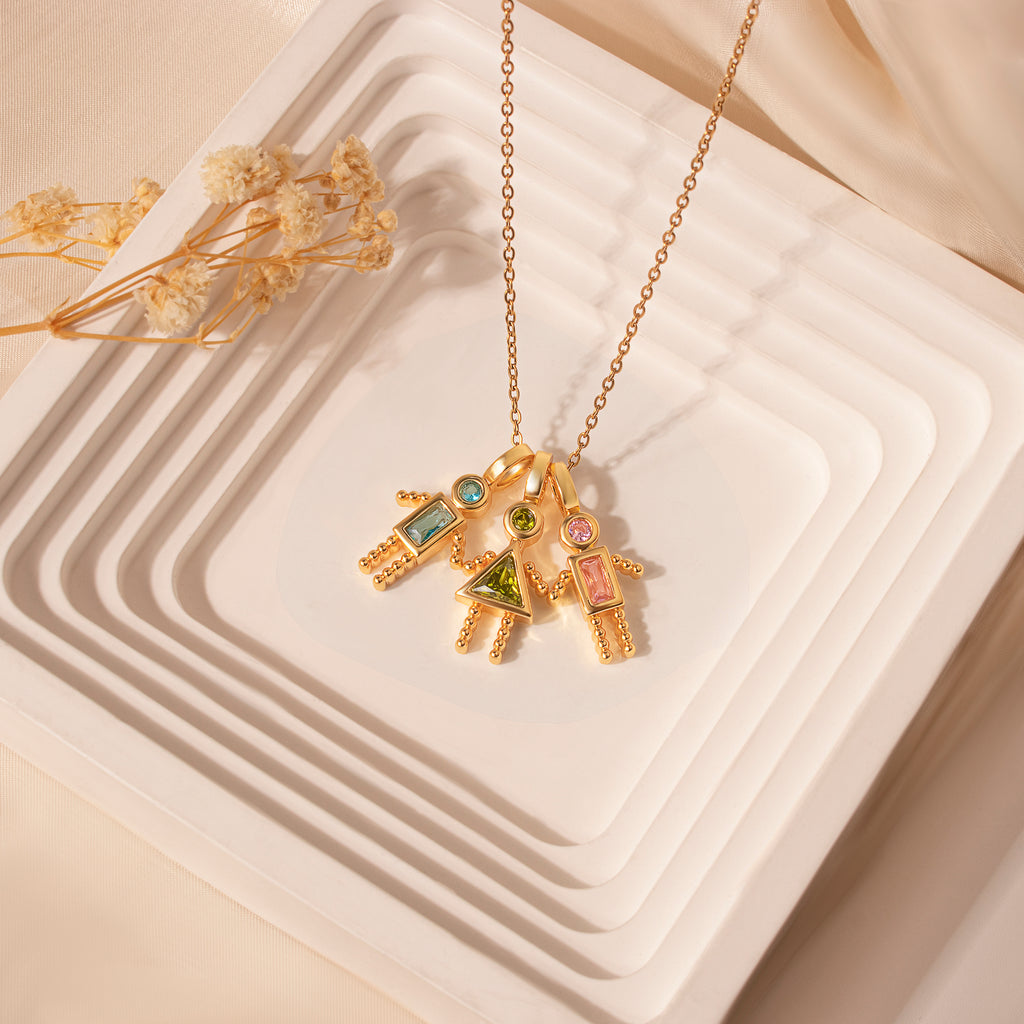 Birthstone Custom Boy and Girl Charms Necklaces