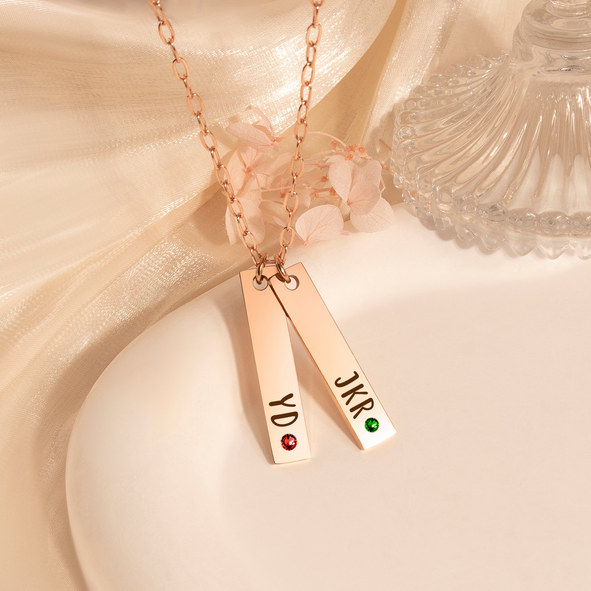 Custom Vertical Bar Birthstone Necklace