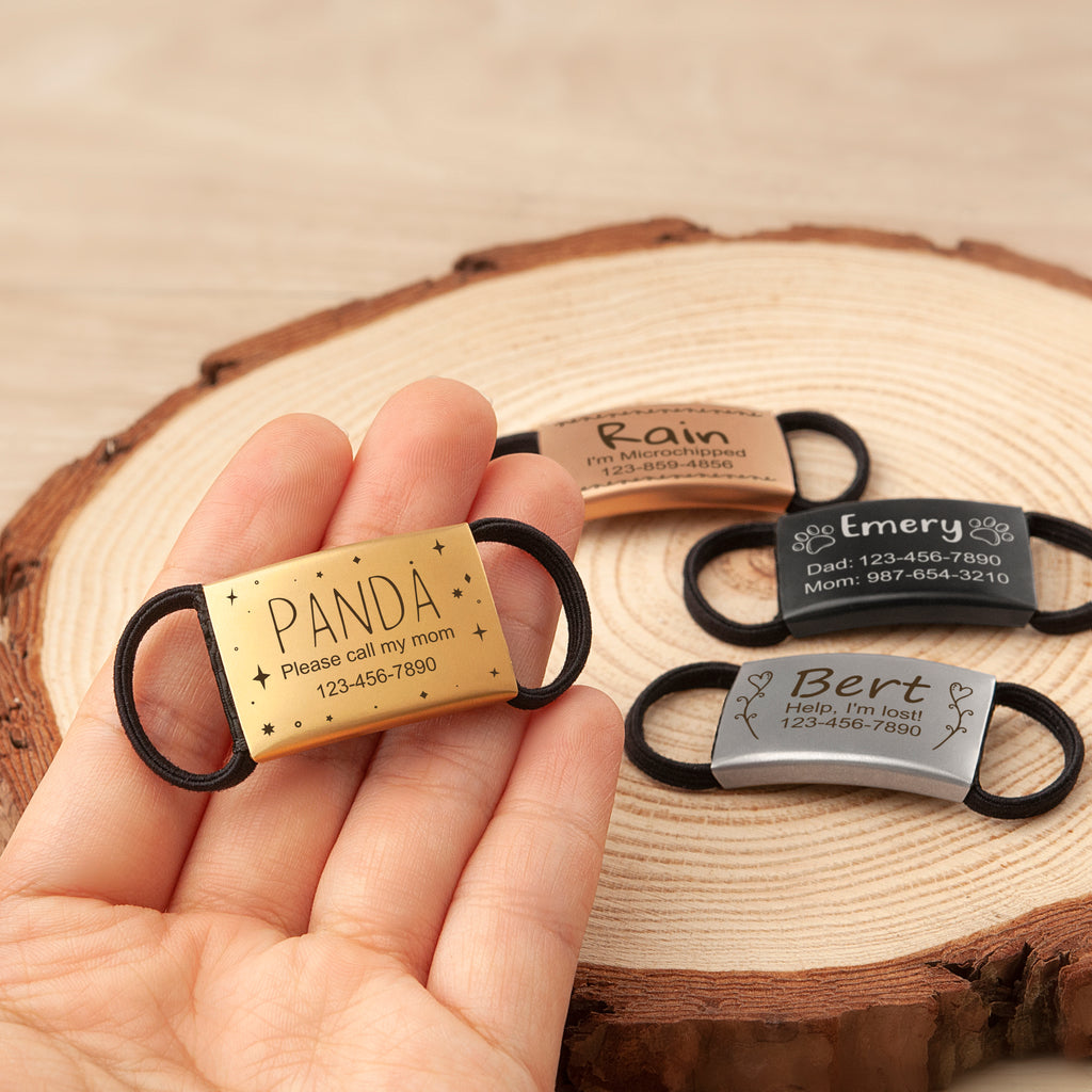 Frame and Pet's Name Fabric Slide On Pet Tag