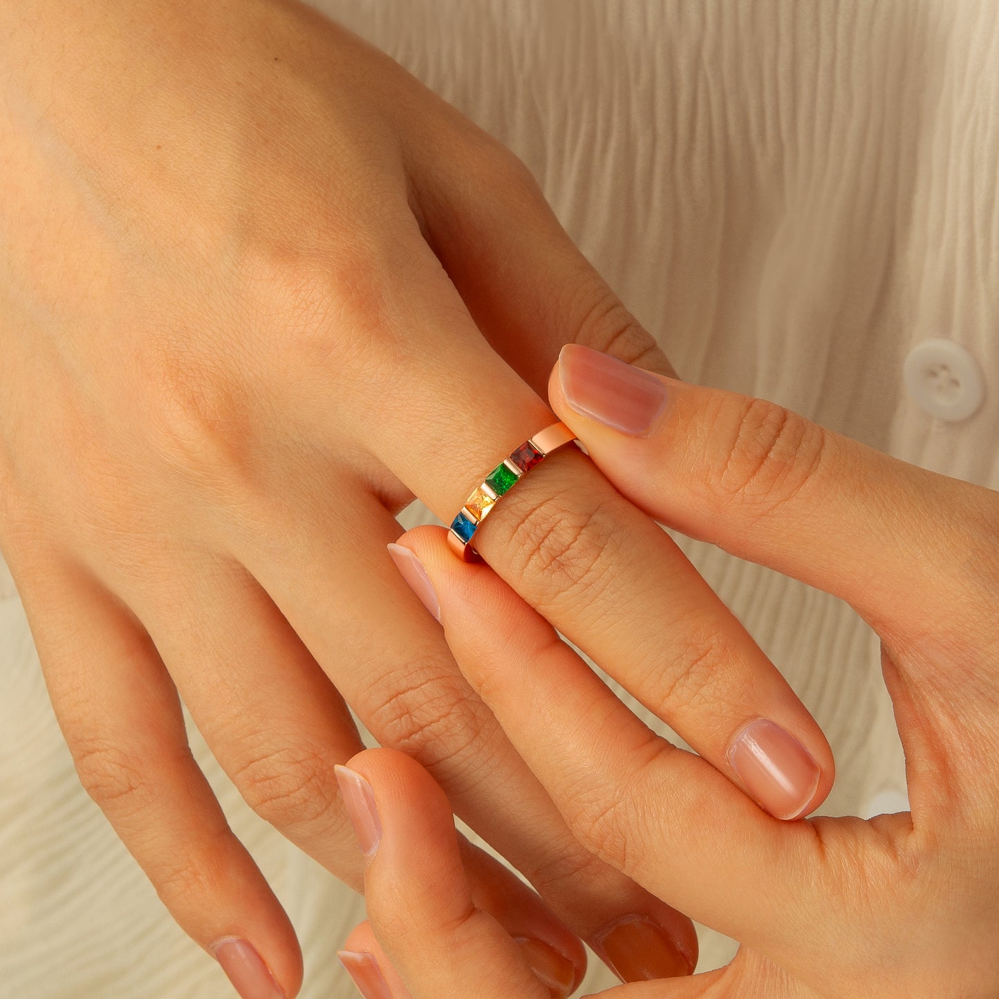 Personalized Wide Band Baguette Birthstone Ring