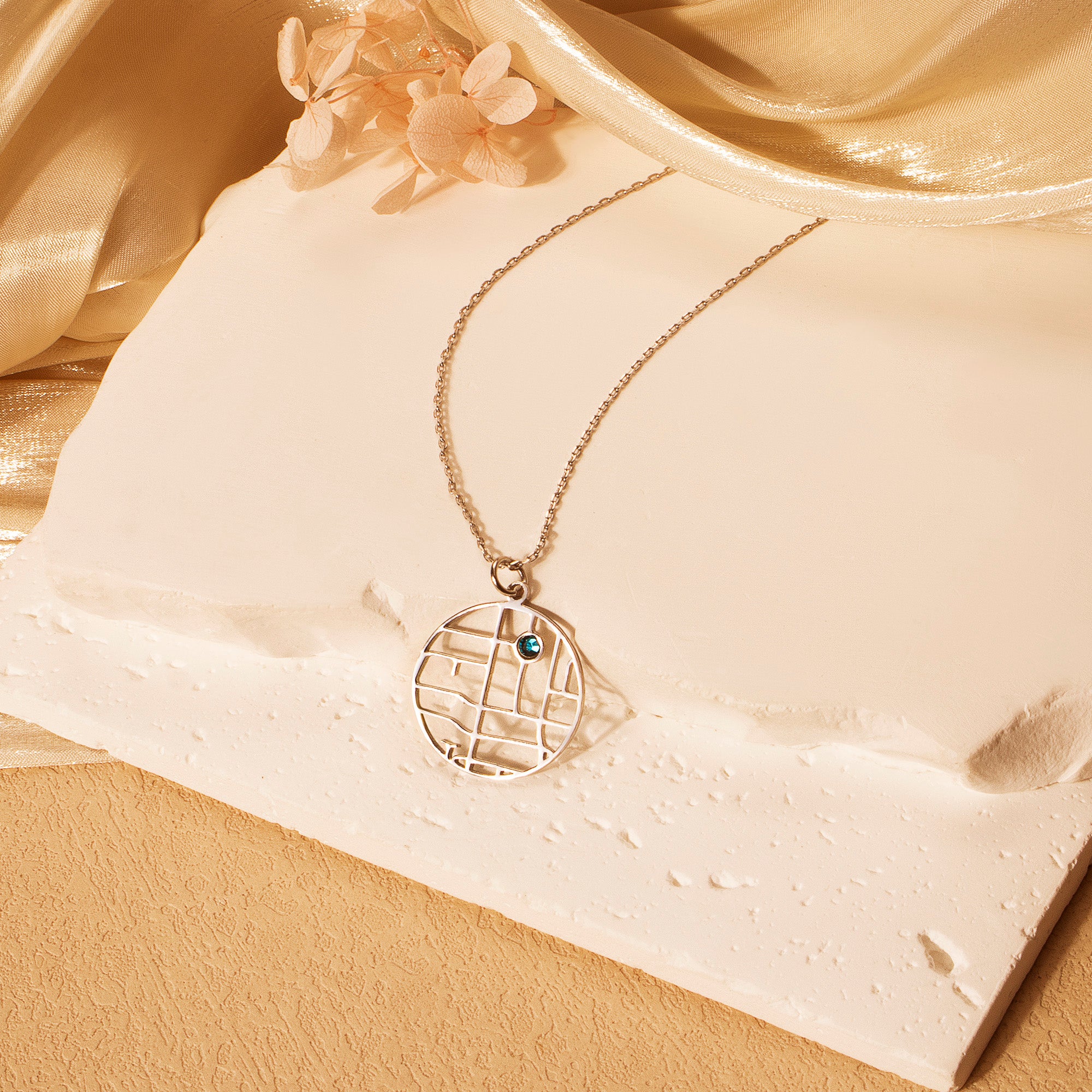 Circle Location Map Necklace