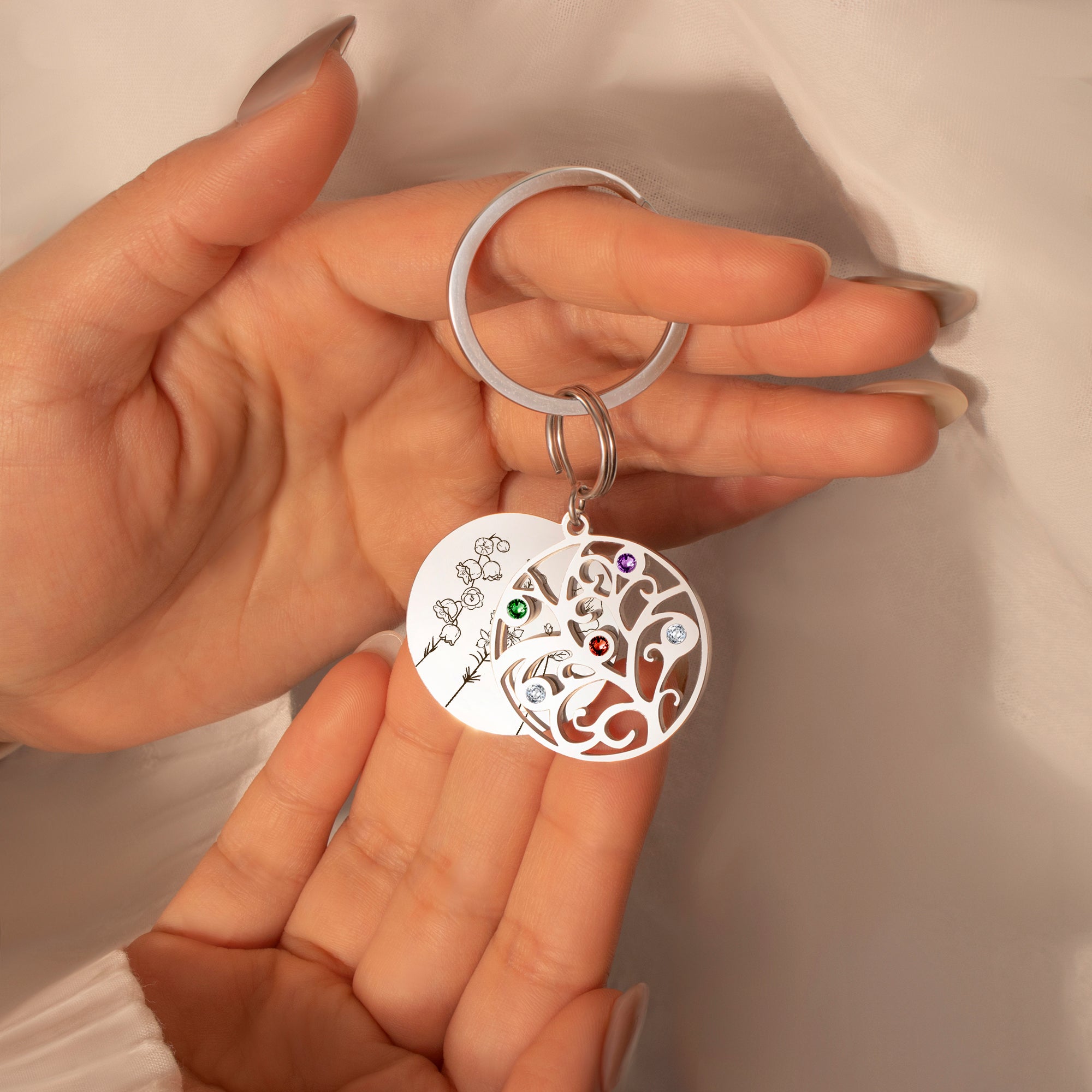 2-4 Flowers Birthstone Tree of Life Necklace