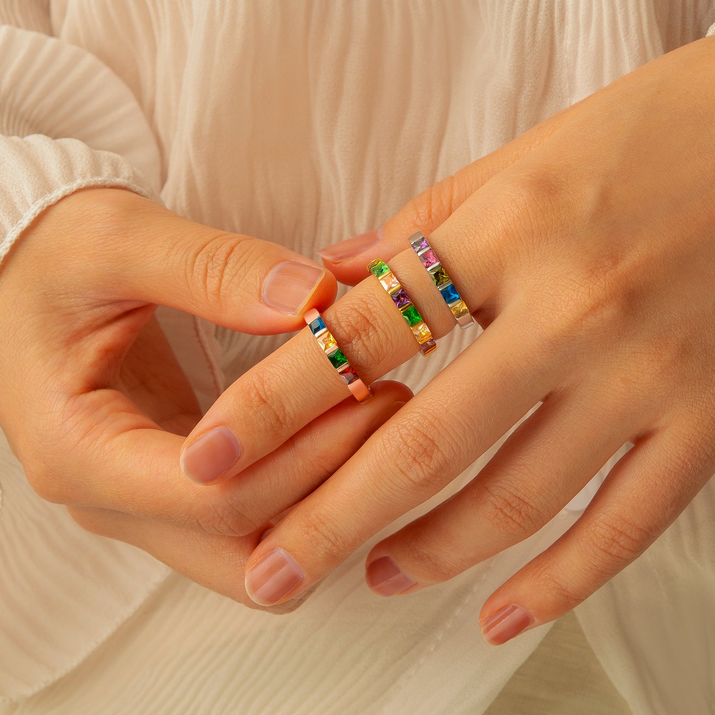 Personalized Wide Band Baguette Birthstone Ring