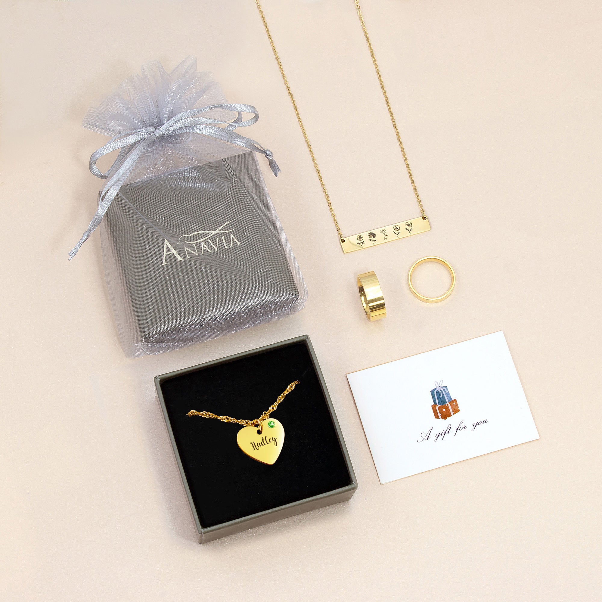 Personalized Birthstone Heart Necklace