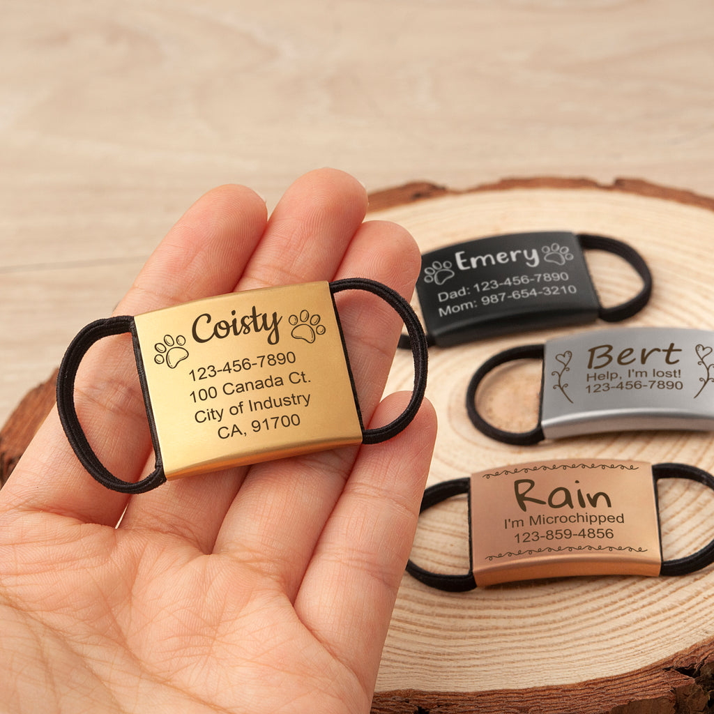 Frame and Pet's Name Fabric Slide On Pet Tag