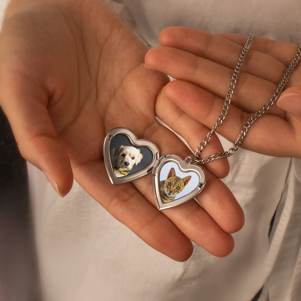 Flourish Heart Pet Photo Locket Necklace