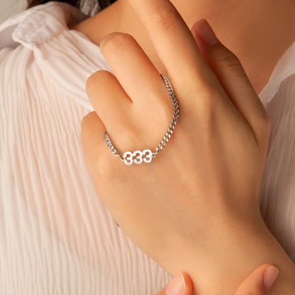 Angel Number Bracelet with Curb Chain