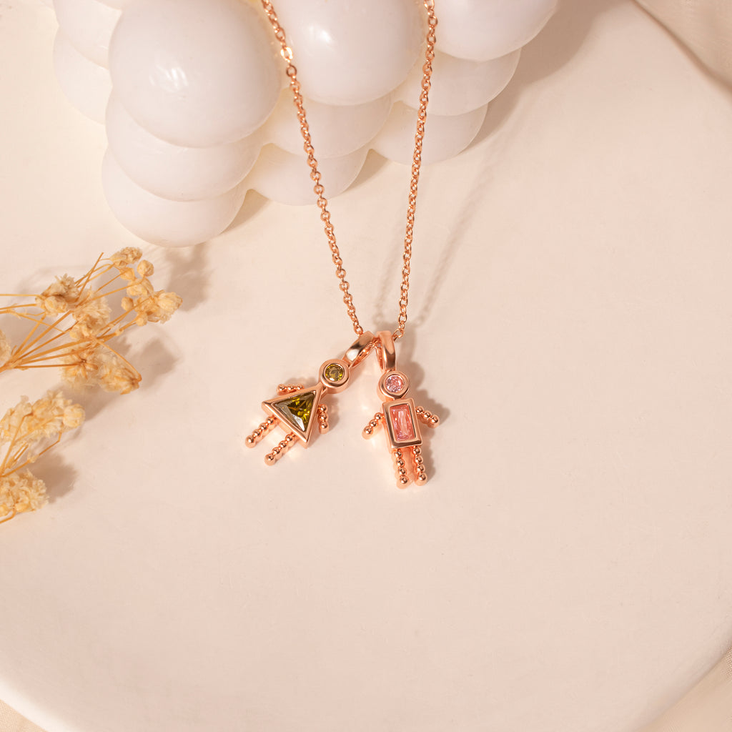 Birthstone Custom Boy and Girl Charms Necklaces