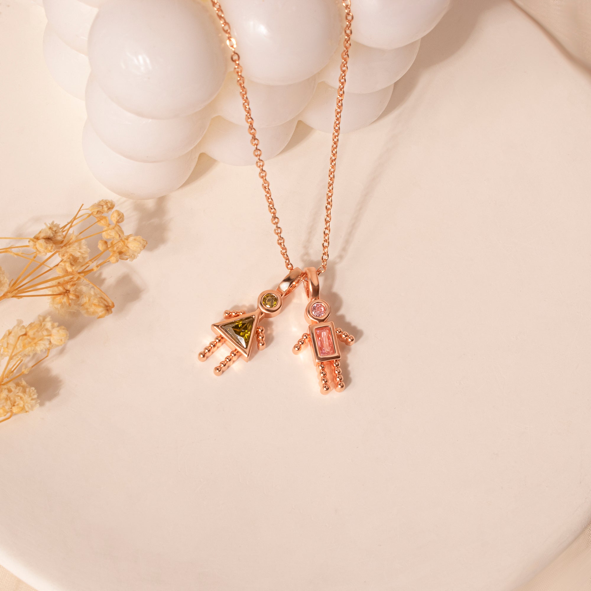 Birthstone Custom Boy and Girl Charms Necklaces