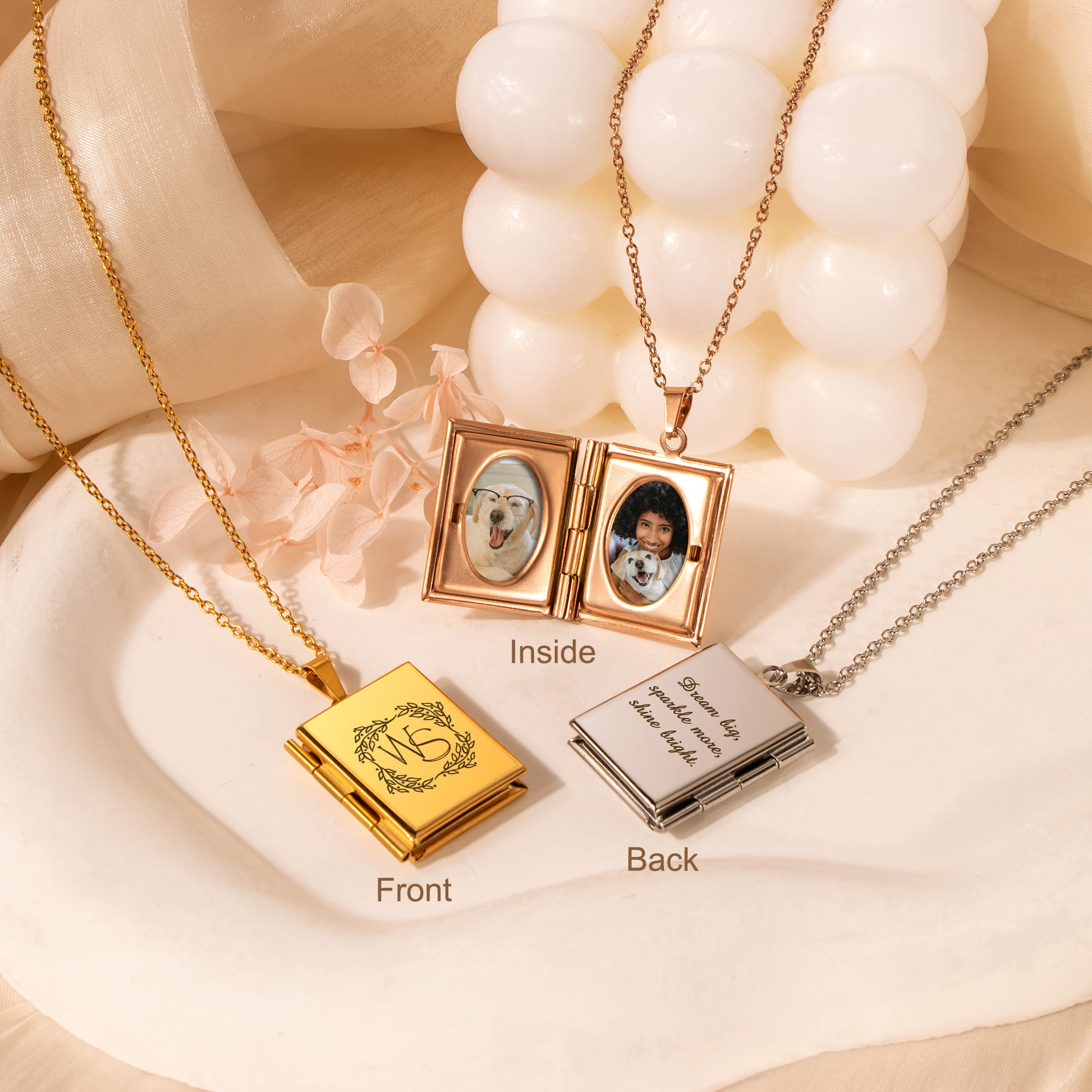 Square Logo Photo Locket Necklace – Personalized Keepsake in