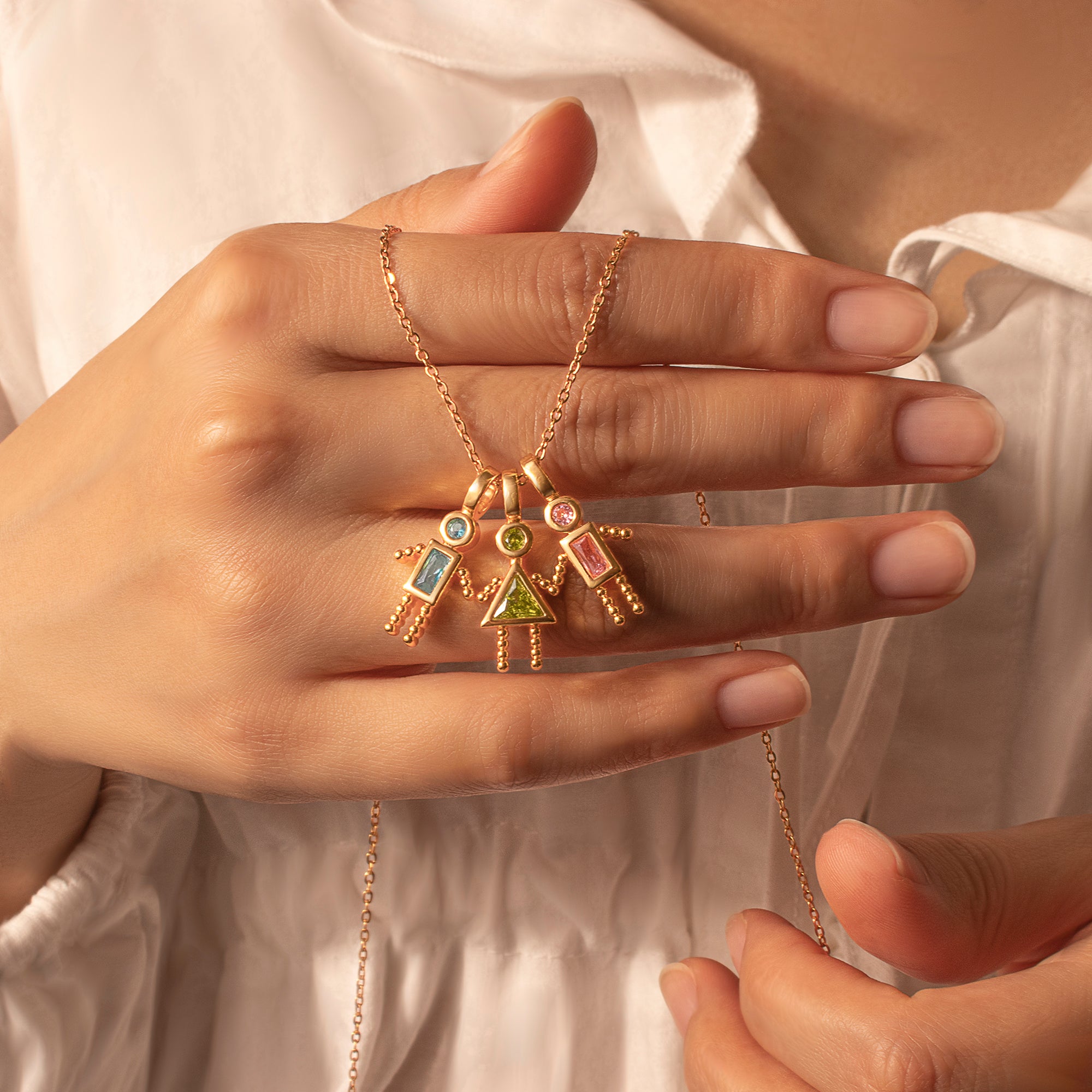 Birthstone Custom Boy and Girl Charms Necklaces