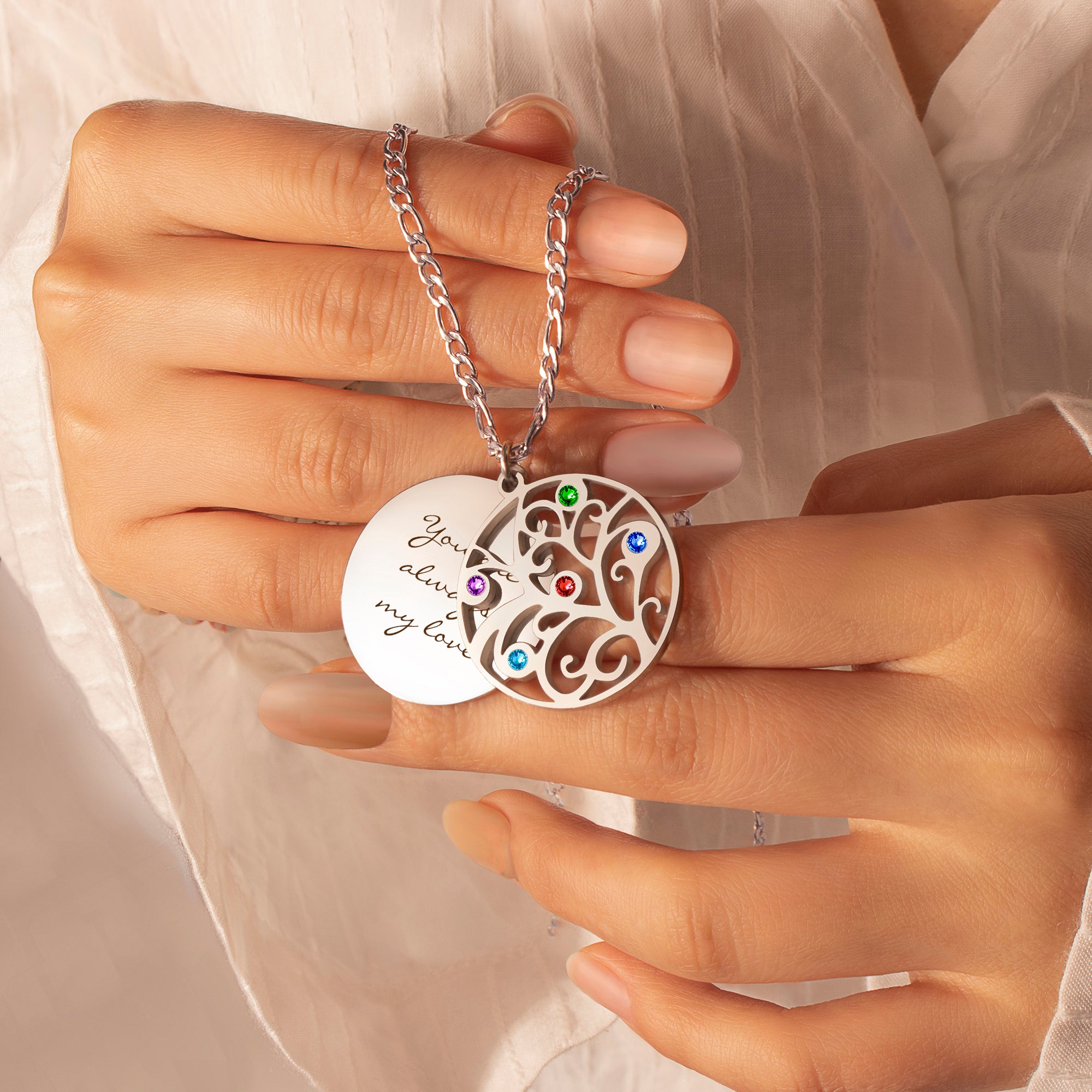Custom Birthstone Tree of Life Necklace
