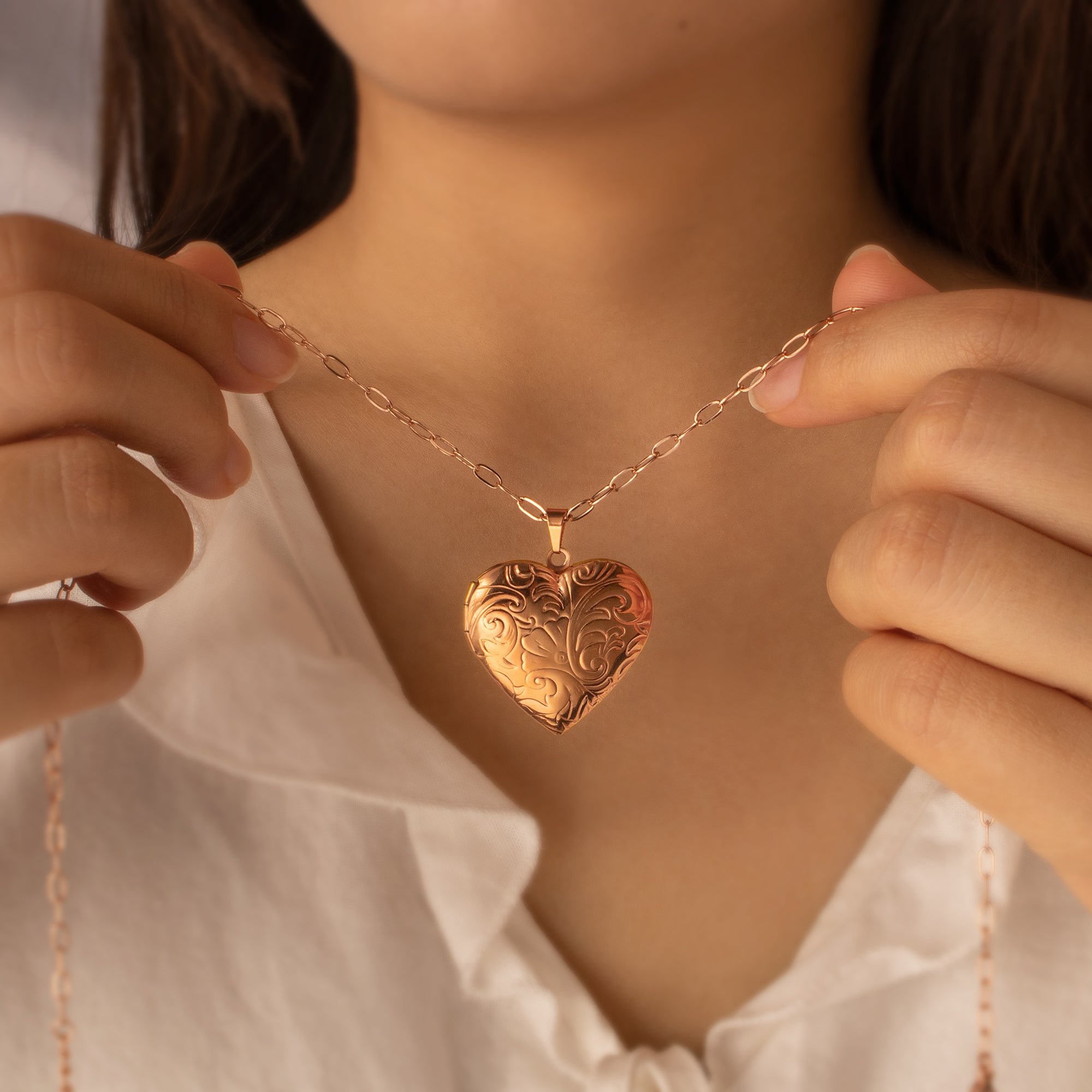 Flourish Heart Pet Photo Locket Necklace